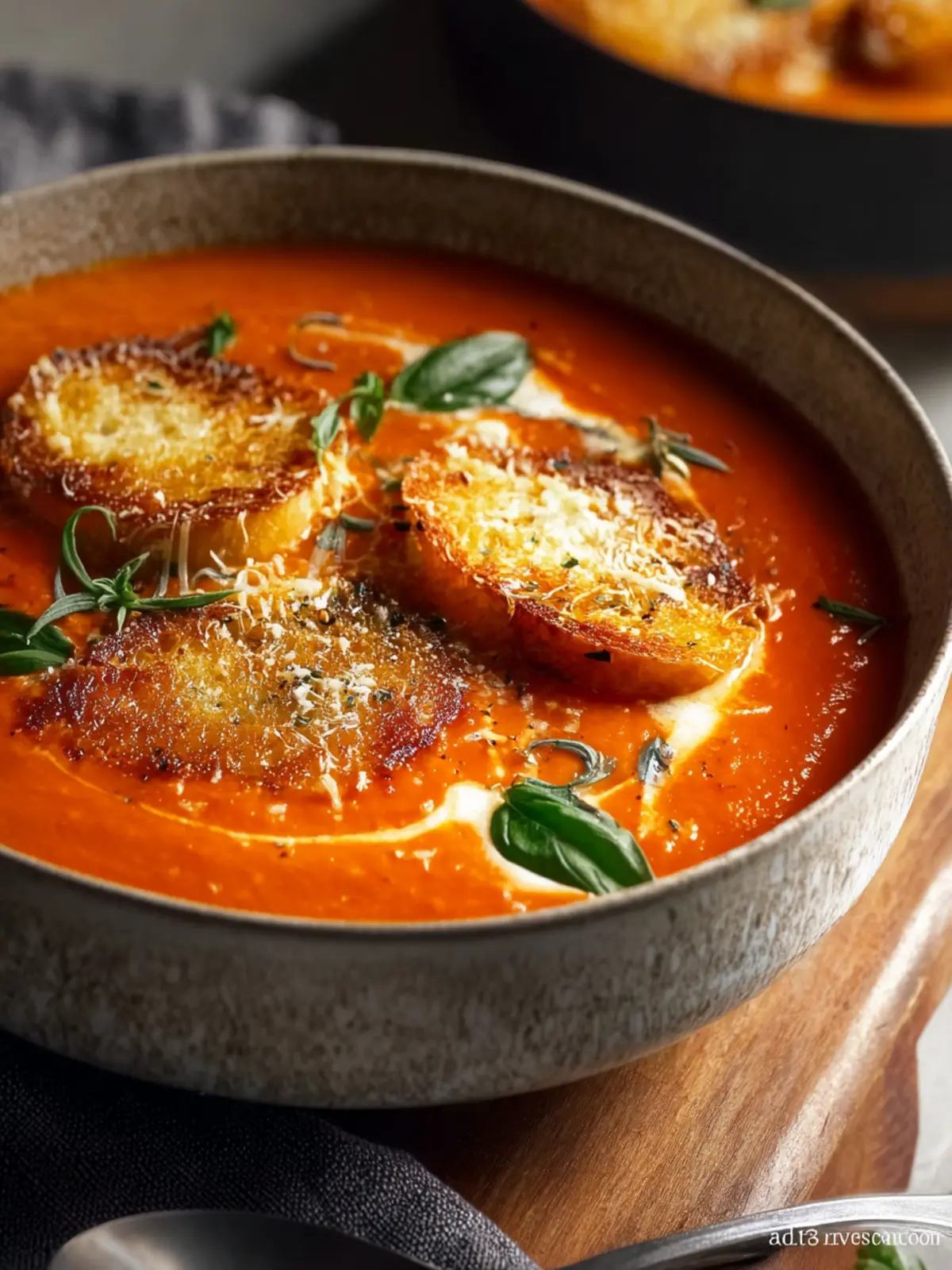 Roasted Tomato Soup with Crispy Gruyère Toasts First Image