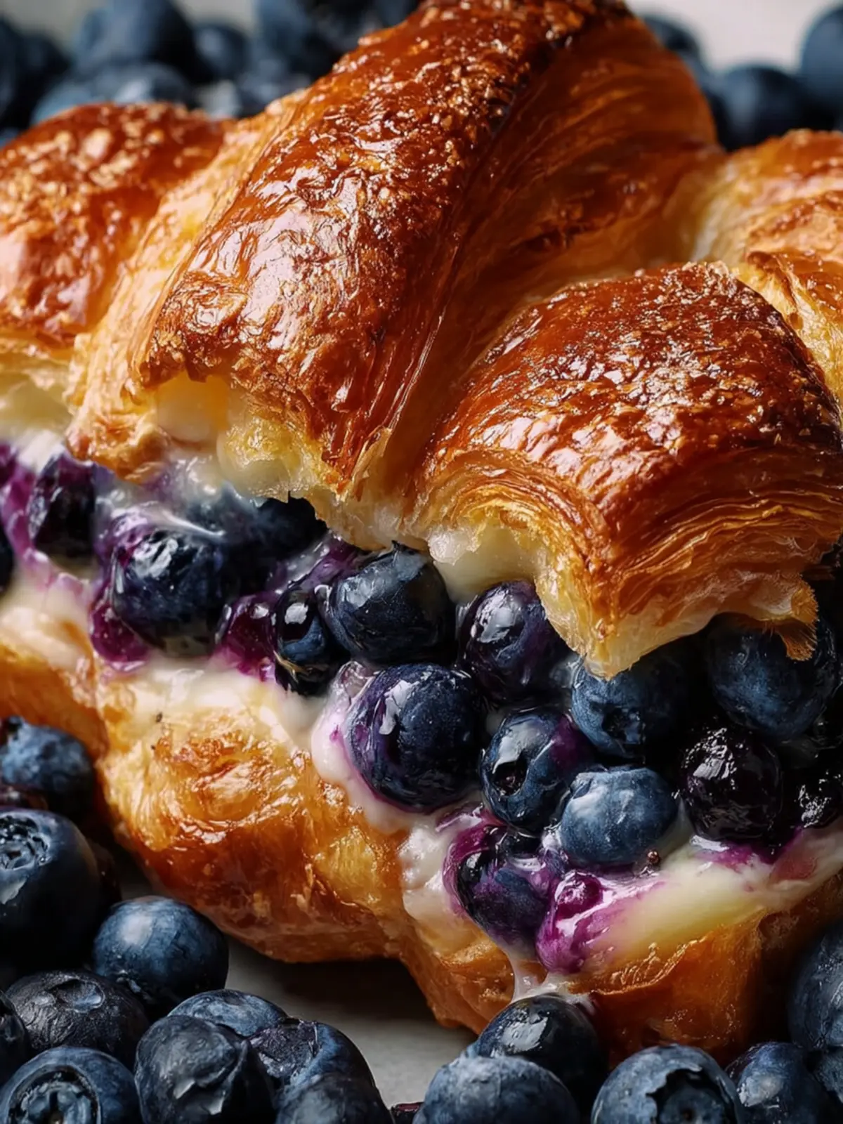 Blueberry Cream Cheese Croissant Casserole First Image
