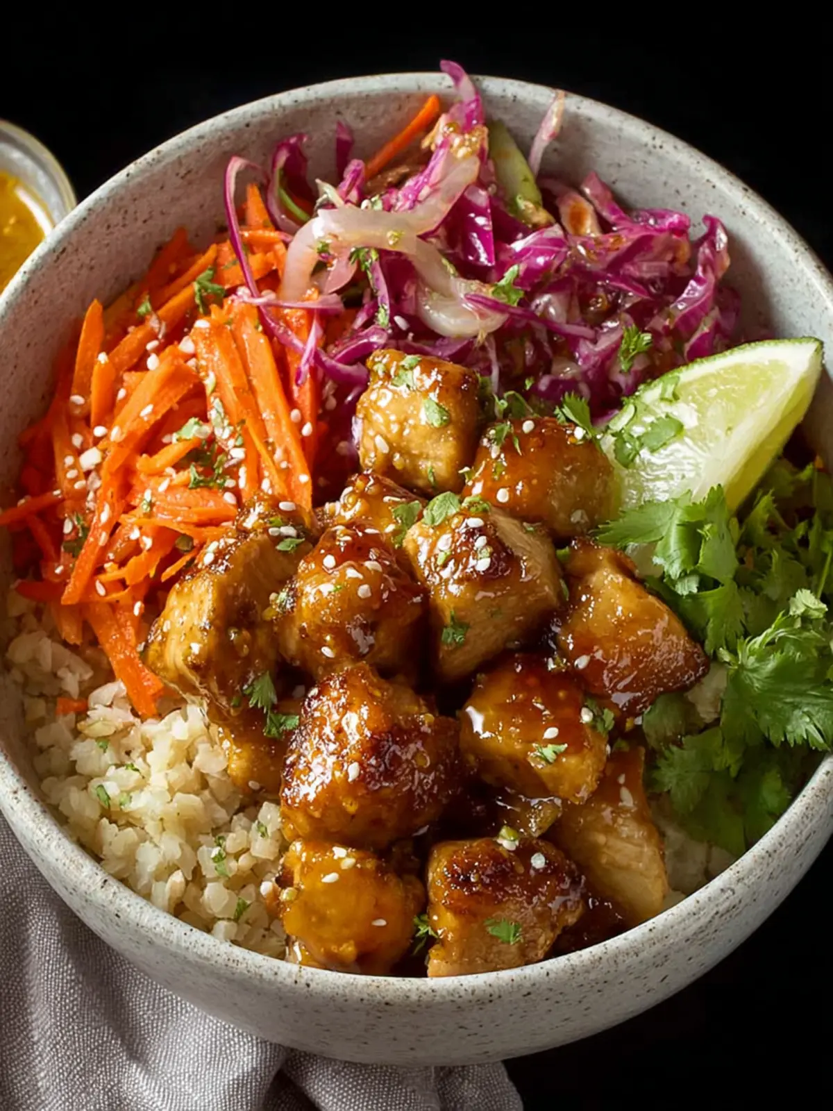 Healthy Hot Honey Chicken Bowls First Image